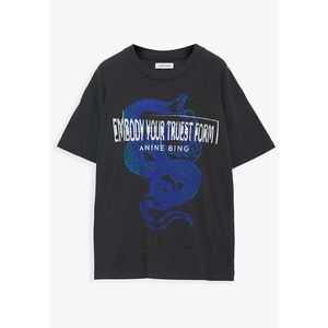Anine Bing Walker Tee Viper Washed Black Blue Large NEW